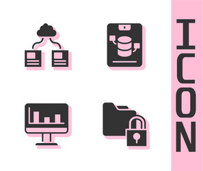 set folder and lock cloud technology data vector image