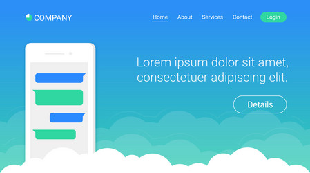 website header template design with smartphone vector image