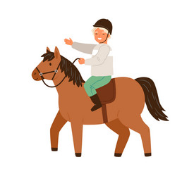 Boy Riding Horse – Protective Helmet Vector Image