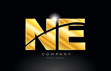 combination letter ne n e gold golden alphabet vector