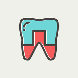 Crowned tooth thin line icon Royalty Free Vector Image
