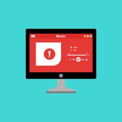 media player application app template with flat vector image