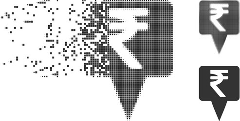 rupee map pointer dissolved pixel halftone icon vector image