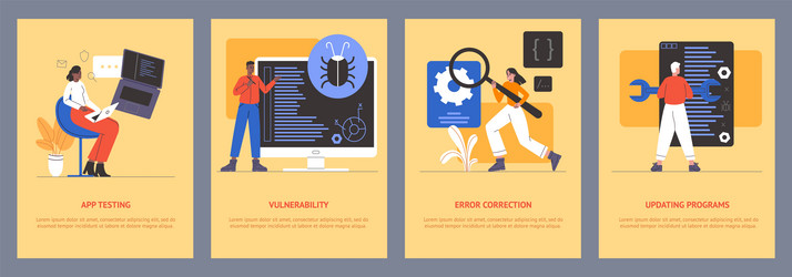 code testing banners design software checking vector image