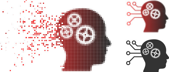 dissolved dotted halftone cyborg interface circuit vector image