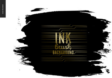 Brush circle stroke gold text box isolated white Vector Image