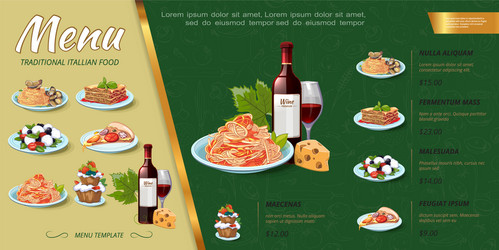 Italian Food Menu Concept Vector Image
