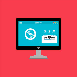 media player application app template with flat vector image