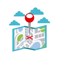 navigation map with pointer cross location vector image