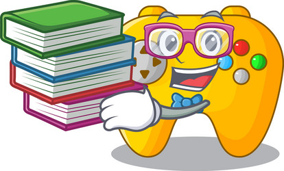 student with book retro computer game control vector image