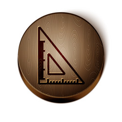 brown line triangular ruler icon isolated on white vector image