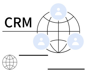 global crm concept with user network and globe vector image