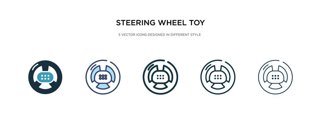 Steering wheel toy icon in different style two vector