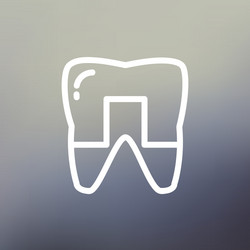 Crowned tooth thin line icon Royalty Free Vector Image
