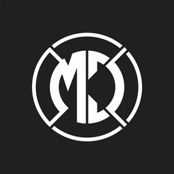 mc logo monogram with four part circle slash vector image