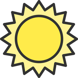 Sun flat color line icon isolated on white vector