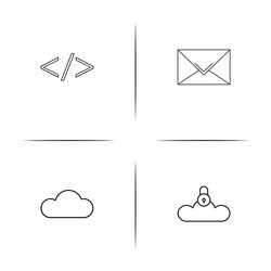 cyber security simple linear icon setsimple vector image