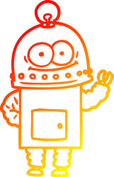 warm gradient line drawing happy carton robot vector