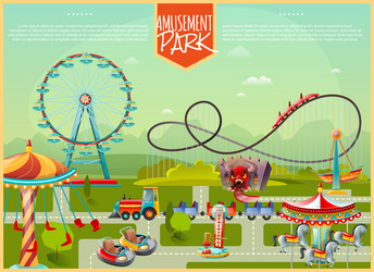 Set of flat design amusement park icons Royalty Free Vector