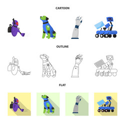 isolated object of robot and factory sign vector image