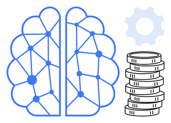 neural network brain design with gear and stacked vector image