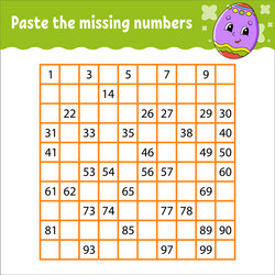 paste missing numbers from 1 to 100 vector image