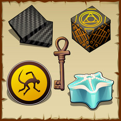 various mysterious objects from boxes and symbols vector image