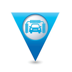 car wash blue triangular map pointer vector