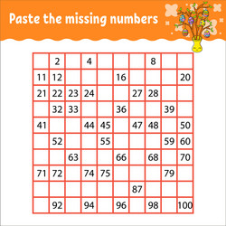paste missing numbers from 1 to 100 vector image