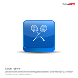 racket shuttlecock icon - 3d blue button vector image