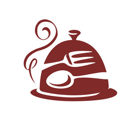 spoon and fork tray with lid icon symbol simple vector image