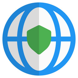 global network secured via shield security vector image
