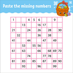 paste missing numbers from 1 to 100 vector image