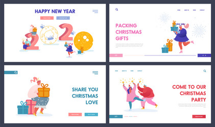 set landing pages web design banner mobile vector image