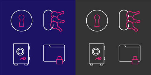 set line folder and lock safe bunch of keys vector image