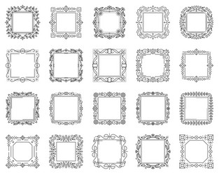 text square frame simple black line set vector image