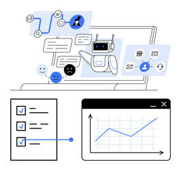 ai chatbot interacting with users and analyzing vector image