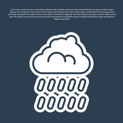 Blue line cloud with rain icon isolated on vector