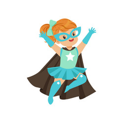 comic brave kid in superhero blue costume Vector Image