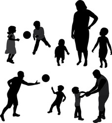 Family Silhouettes - People Group Vector Image