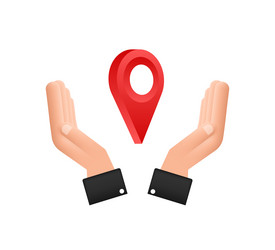 map pointer in hand on white background vactor vector