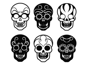 Ornate Mexican Skull Icons Vector Image