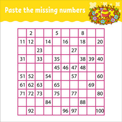 paste missing numbers from 1 to 100 vector image