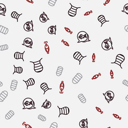 set line fishing net and lure on seamless pattern vector image