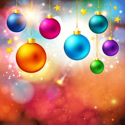 bright christmas card with realistic xmas balls vector