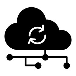 Cloud synchronization solid icon network vector