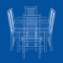 dinner table with chairs rendering of 3d vector image