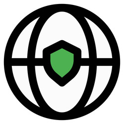 global network secured via shield security vector image