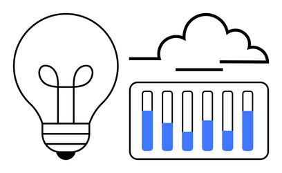 lightbulb with data bars and cloud representing vector image