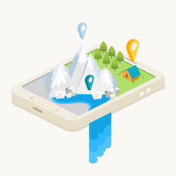 an mobile map with gps navigation vector